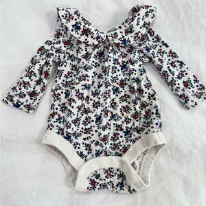 GAP Floral Print Long Sleeve Peter Pan Collar Bodysuit/Onesie
